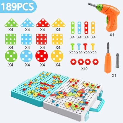 Kids Drill Screw Nut Puzzles Toys Pretend Play Tool Drill Disassembly Assembly Children Drill 3D Puzzle Toys for Boy