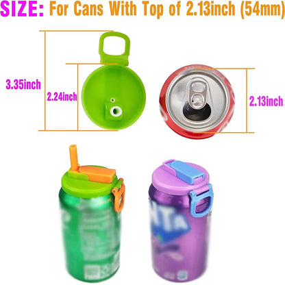 Portable Soda Can Lid and Silicone Straw Soda Can Lid Reusable Suitable for Canned Beverages Beer Juice 1Pcs with 2 Straws