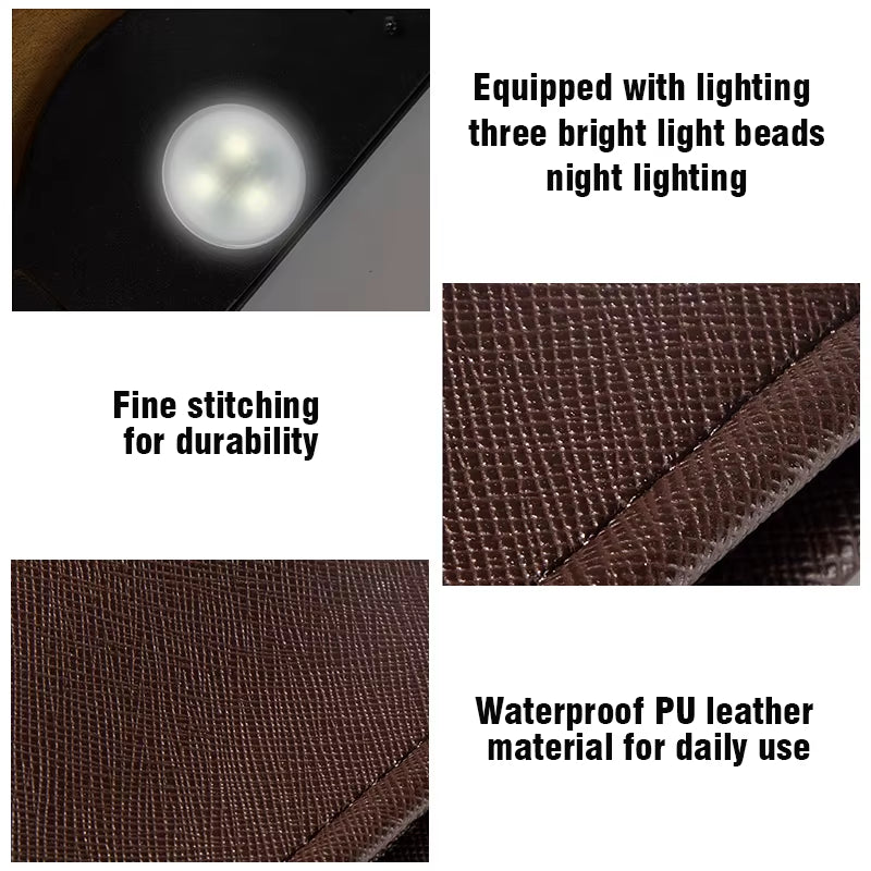 Car with LED Light Suspension Leather Folding Storage Baggarbage Bag Waterproof Magnetic Adsorption Car Rear Seat Garbage Bag