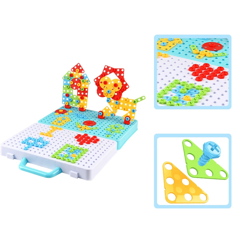 Kids Drill Screw Nut Puzzles Toys Pretend Play Tool Drill Disassembly Assembly Children Drill 3D Puzzle Toys for Boy