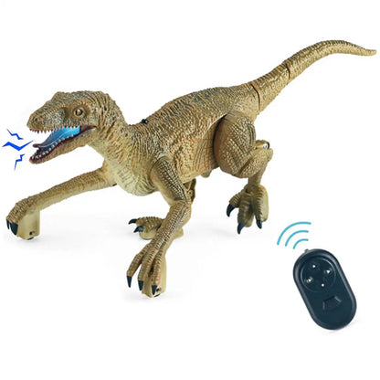 Remote Control Dinosaur Toys Kids RC Electric Walking Jurassic Dinosaur Simulation Velociraptor Toy with LED Light and Roaring