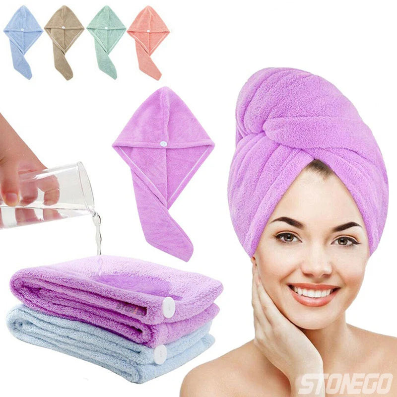 Hair Towel Wrap Fast Dry Hair Towel Super Absorbent Microfiber Coral Velvet Hair Drying Towel Quick Dry Hair Turban