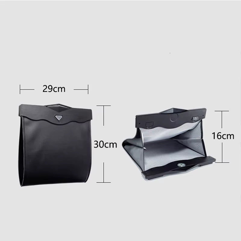 Car with LED Light Suspension Leather Folding Storage Baggarbage Bag Waterproof Magnetic Adsorption Car Rear Seat Garbage Bag